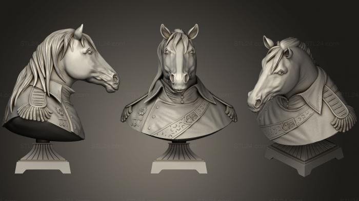 Figurines simple (Bust horse general, STKPR_0197) 3D models for cnc